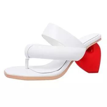 Krazing Pot Шлепанцы из коровьей кожи с открытым носком, странный стиль, летняя обувь на высоком каблуке, европейский дизайн, размер 43, женские сексуальные роскошные сандалии 34 чёрный