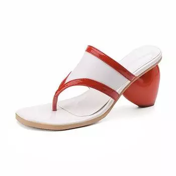 Krazing Pot Шлепанцы из воздушной сетки с открытым носком, летняя обувь на высоком каблуке в странном стиле, женские роскошные сандалии, размер 43 34 белый