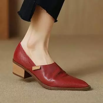 Krazing Pot, трикотаж из овчины, с острым носком, на среднем каблуке, весенние туфли без шнуровки, элегантные женские туфли-лодочки большого размера 41 34 бежевый