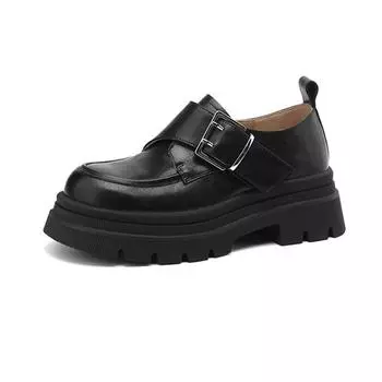 Krazing Pot, женская обувь из натуральной кожи с круглым носком на среднем каблуке, осенне-летняя обувь с пряжкой, женские школьные туфли в британском стиле для отдыха 34 коричневый