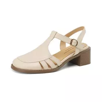 Krazing Pot, женские туфли-лодочки из овчины с пряжкой и пряжкой, круглый носок, средний каблук, осень-лето, полые украшения, женские туфли-лодочки 34 абрикосовый