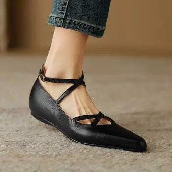 Krazing Pot Женские туфли на плоской подошве с круглым носком из натуральной кожи, весна-лето, Мэри Джейн, большие размеры 42, с ремешками на щиколотке
