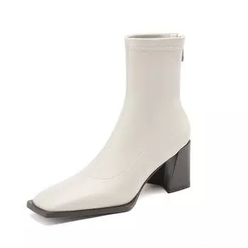 Krazing Pot, зимние ботинки челси из искусственной кожи с квадратным носком, на толстом высоком каблуке, на молнии, женские ботильоны