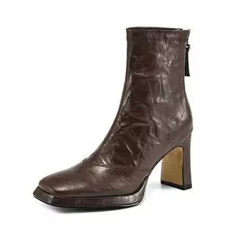 Krazing Pot, зимние ботинки челси из овчины на квадратном толстом высоком каблуке, женские ботильоны на платформе и молнии 34 чёрный