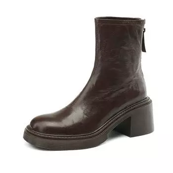 Krazing Pot Зимние ботинки «челси» на массивном каблуке с круглым носком из овчины, женские ботильоны на молнии 34 чёрный