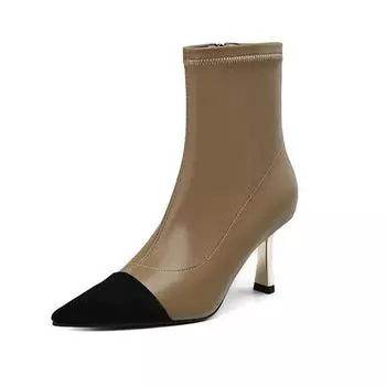 Krazing Pot, зимние сапоги из микрофибры на высоком каблуке-шпильке, современные женские ботинки на молнии, размер 40, разноцветные уличные эластичные ботильоны 34 чёрный