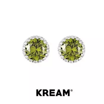Kream 10 Colors New Arrival Color Zircon Stud Earrings for Men Hip Hop Women Same Style European and American Couple Ornament Olive green