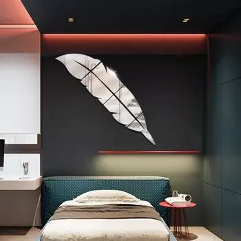 Креатив 013 Перо Зеркало Настенная Наклейка Спальня Прикроватная Гостиная Фон Настенное Украшение Украшение Ванной Самоклеящаяся Наклейка На Стену 1
