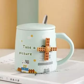 Креативная 3-мерная кружка Windmill Персонализированные подарки Термочашки для кофейной чашки Милые кружки Бесплатная доставка Необычная чашка для чая Go 380ML