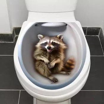 Креативная 3D белка котенок щенок мышь енот животное туалет наклейка украшение для дома ванная комната настенная наклейка самоклеящаяся наклейка