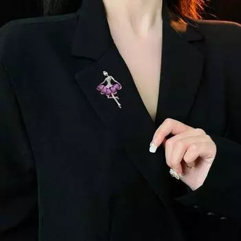 Креативная элегантная брошь-балерина, сверкающие стразы, инкрустированная булавка для одежды, платье, пальто, костюм, значок с лацканами, аксессуары для свадебного костюма синий