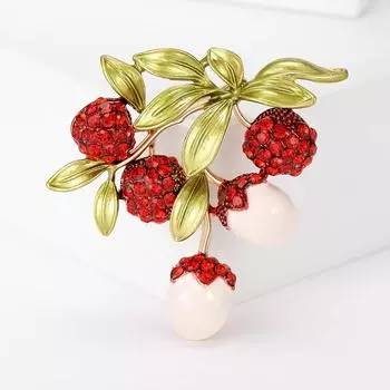 Креативная эмалевая капающая брошь-корсаж из личи со стразами