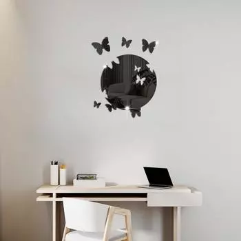 Креативная бабочка летающая акриловая наклейка на стену для зеркала креативное самоклеящееся украшение для гостиной комнаты JM3292-Silver