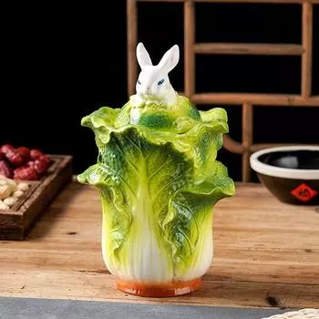 Креативная банка для чая «Капуста Кролик», керамическая декоративная банка, герметичная банка для хранения чая, контейнер для домашнего хранения, декоративные аксессуары