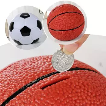 Креативная банка для хранения монет в виде баскетбола/футбола, спортивная тематическая копилка, модный органайзер для денег, настольные украшения S