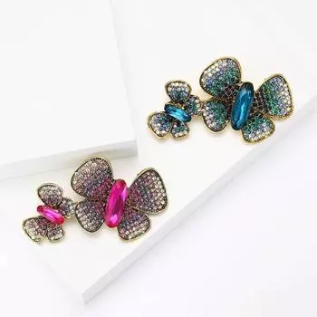 Креативная брошь-бабочка из сплава со стразами, модная винтажная женская шаль для костюма, брошь-украшение