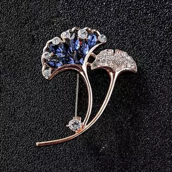 Креативная брошь Гинкго Билоба Национальная ниша Дизайн Sense Pin Темперамент Корсаж Шелковый шарф Пряжка Аксессуары для одежды Женщины