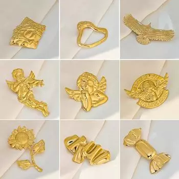 Креативная брошь-подсолнух в виде ангела, простая глянцевая плоская булавка в виде орла из нержавеющей стали