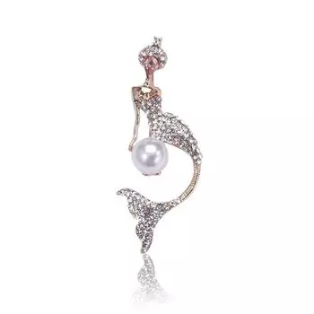 Креативная брошь-русалка со стразами Модные персонализированные аксессуары для одежды Брошь Брошь серебряный