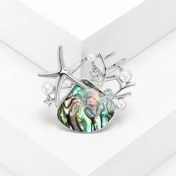 Креативная брошь Seiko Abalone Shell Scallop Starfish Brooch High-End Temperament для мужчин и женщин