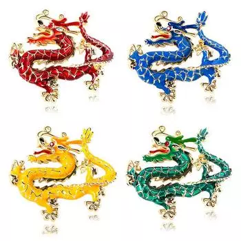 Креативная брошь в виде дракона со знаком зодиака для мужчин и женщин, блейзер, одежда, булавка, брошь, аксессуары зелёный