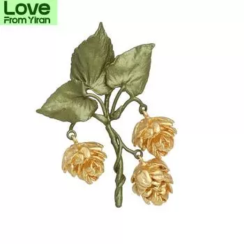 Креативная брошь в виде хмеля, женское праздничное свадебное платье, шелковый шарф, цветок, лист, корсаж, броши, женские украшения