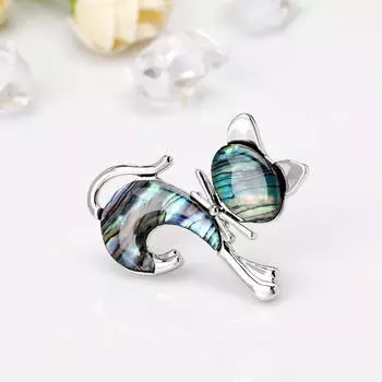 Креативная брошь в виде кошки-ракушки, универсальный темперамент, персонализированная брошь-булавка в виде животного, аксессуары для костюма