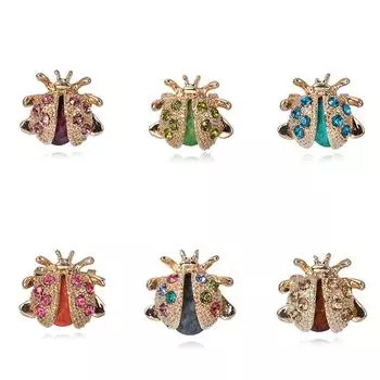 Креативная брошь-жук из сплава со стразами для женщин, корсаж с насекомыми, аксессуары для одежды розовый