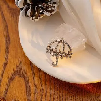 Креативная брошь-зонтик с бриллиантовой инкрустацией, нишевый светильник, роскошный высококачественный геометрический полый дизайн, изысканные аксессуары