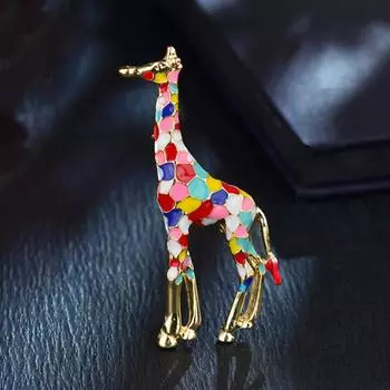 Креативная цветная брошь жираф женская милая универсальная булавка в виде животного для мужского пиджака осенние и зимние аксессуары