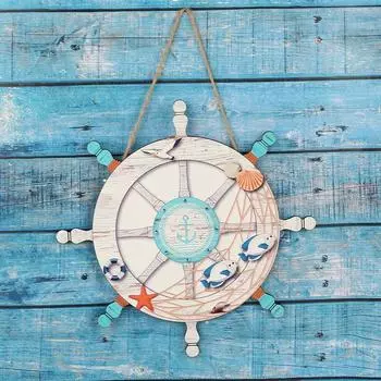 Креативная деревянная доска для серфинга, подвеска из дерева, цельный деревянный руль с видом на океан, украшение для ресторана, настенное украшение K2-3 Round