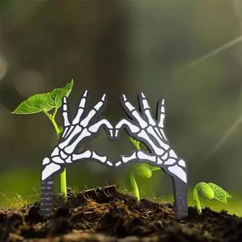 Креативная деревянная мини-карта, вставка, скелет, рука, сердце, садовый кол, цветочный горшок, деревянная садовая куча