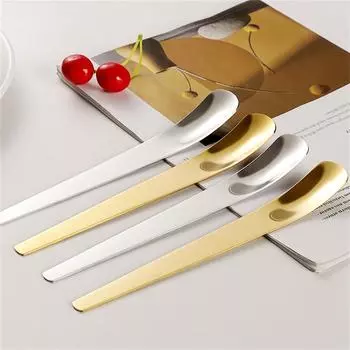 Креативная десертная ложка из нержавеющей стали, переносная столовая посуда, прочная ложка для мороженого, ложка с длинной ручкой, десертная ложка для торта, размешивание