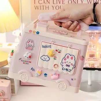 Креативная детская копилка для денег в виде машинки, детский подарок, веселая мультяшная машинка, большая емкость для мелочи, копилка для детей розовый