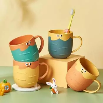 Креативная детская мультяшная чашка для полоскания рта с клубникой, пластиковая чашка для студенческого общежития, домашняя милая цветная чашка для чистки, синяя чашка с клубникой