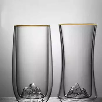 Креативная двухслойная художественная концепция, прозрачная стеклянная чашка, устойчивая к высоким температурам чашка для чая, чашка для воды, чашка для молока