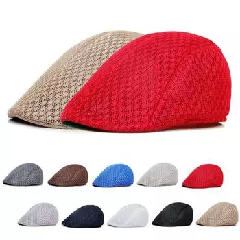 Креативная дышащая летняя шляпа от солнца, однотонная шляпа с полым утиным языком, сетчатый берет, фуражка красный