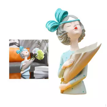 Креативная фигурка современной девушки из смолы, настольный стол, ваза для сушеных цветов, центральные украшения для свадьбы синий