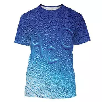 Креативная футболка с 3D-принтом «Капли воды», мужская, повседневная, с короткими рукавами, летняя, уличная, свободного покроя, футболка XS