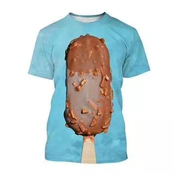 Креативная футболка с 3D-принтом мороженого, модная повседневная футболка с коротким рукавом и дизайном еды, дышащая летняя спортивная футболка XL