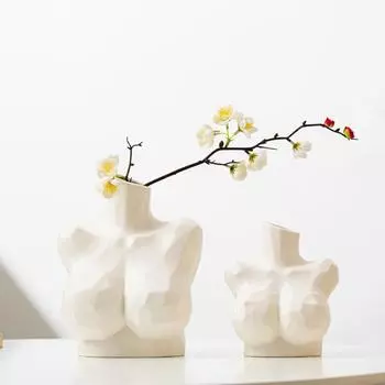 Креативная геометрическая ваза для тела, керамическая гидропонная ваза, цветочная композиция, домашний декор, настольные украшения, украшение для сада S-13.3x9.5x15cm