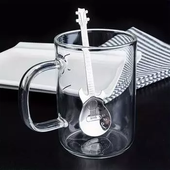 Креативная гитарная ложка из нержавеющей стали, кофейная ложка, десертная ложка для торта, музыкальная барная ложка, подарочная кружка-ложка золотой