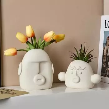 Креативная гостиная, настольные украшения, кашпо, современное украшение для дома, искусство, абстрактное лицо, керамические вазы, интерьер, цветочные горшки, подарок