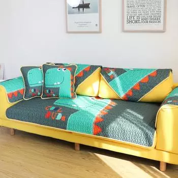 Креативная хлопковая подушка для дивана с рисунком динозавра, нескользящая ткань для четырех сезонов, универсальный хлопковый чехол для дивана 70*70