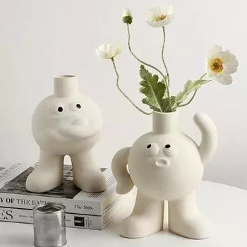 Креативная художественная ваза, керамическая гидропонная ваза, цветочная композиция, домашний декор, настольные украшения, украшение сада No.1