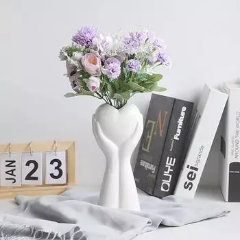 Креативная художественная ваза, керамическая гидропонная ваза, украшение для сухих цветов, цветочная композиция, домашний декор, настольный художественный орнамент 1Piece