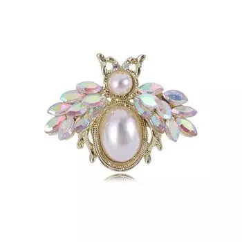 Креативная и компактная персонализированная брошь в виде пчелы со стразами и жемчугом, аксессуары для воротника с защитой от света