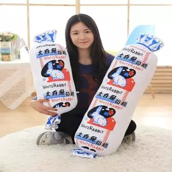 Креативная и милая подушка-ириска «Большой белый кролик», плюшевая игрушка-кукла «Большой белый кролик», подушка для сна дома 50cm