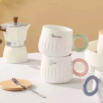 Креативная и простая керамическая чашка English Mark, чашка для питья в стиле макарон с деревянной крышкой, кружка для воды для офиса и дома 440ml синий