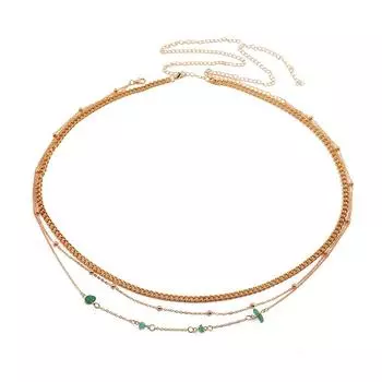 Креативная и простая универсальная многослойная цепочка с бахромой в стиле хип-хоп, модная ретро-цепочка бирюзового цвета на талию серебро белый